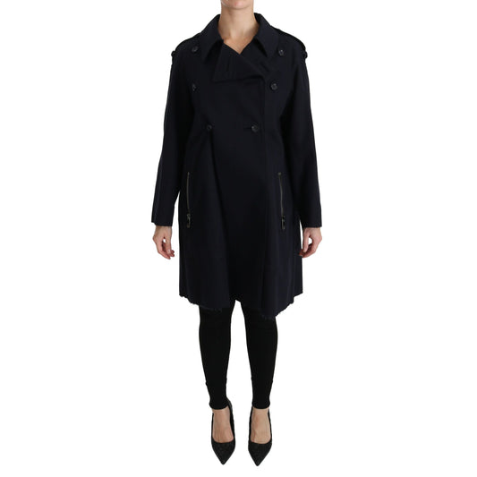 Dolce & Gabbana Coat Blue Cotton Women Trench Jacket Dolce & Gabbana