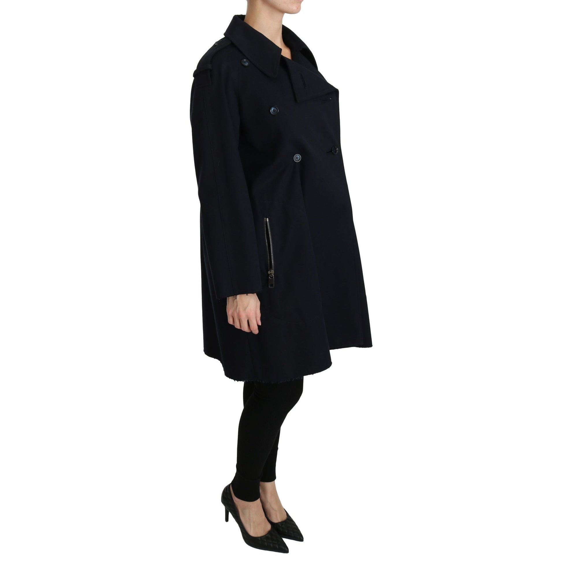 Dolce & Gabbana Coat Blue Cotton Women Trench Jacket Dolce & Gabbana