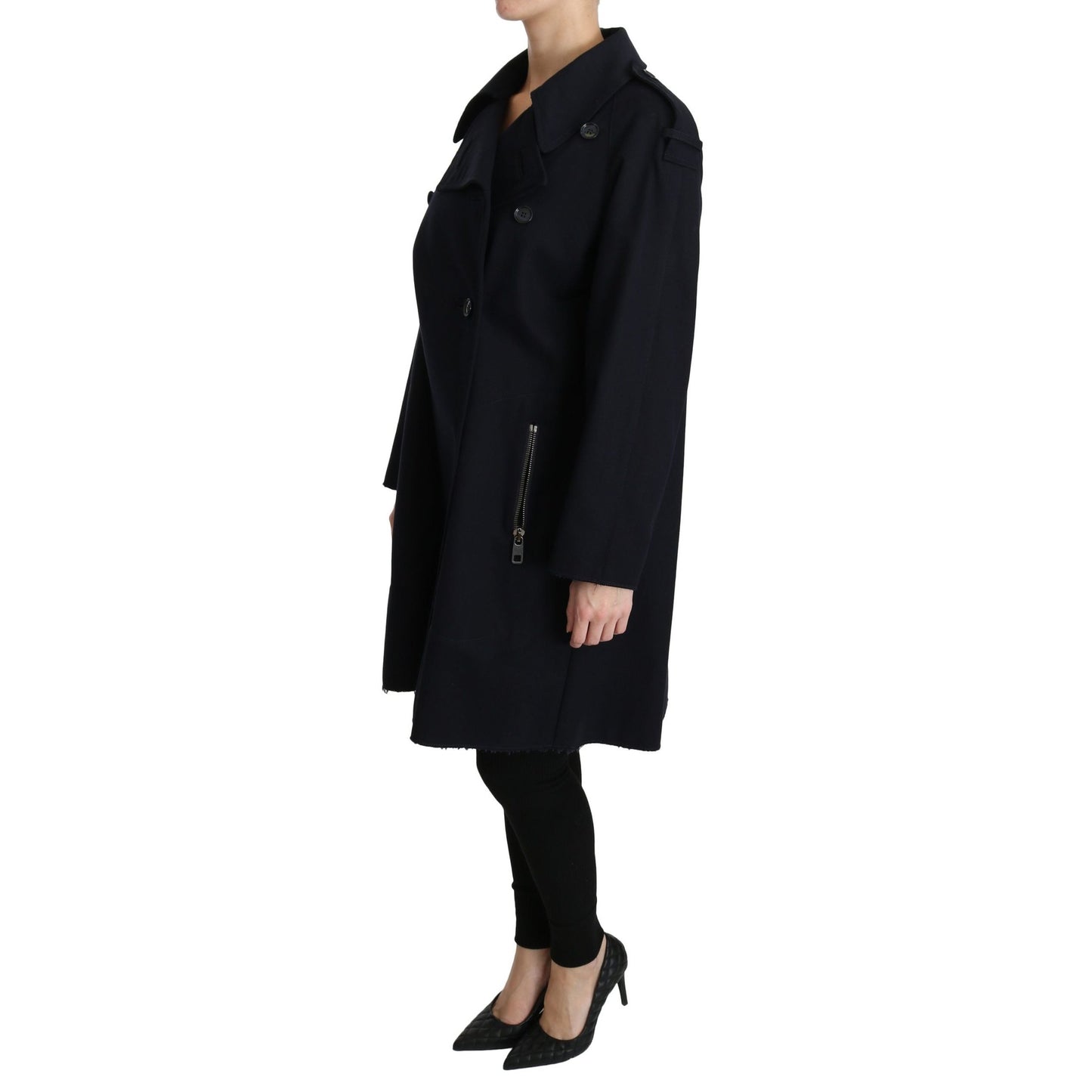 Dolce & Gabbana Coat Blue Cotton Women Trench Jacket Dolce & Gabbana