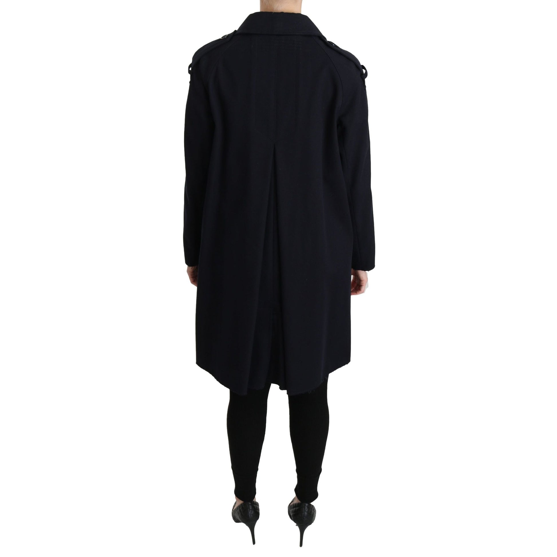 Dolce & Gabbana Coat Blue Cotton Women Trench Jacket Dolce & Gabbana