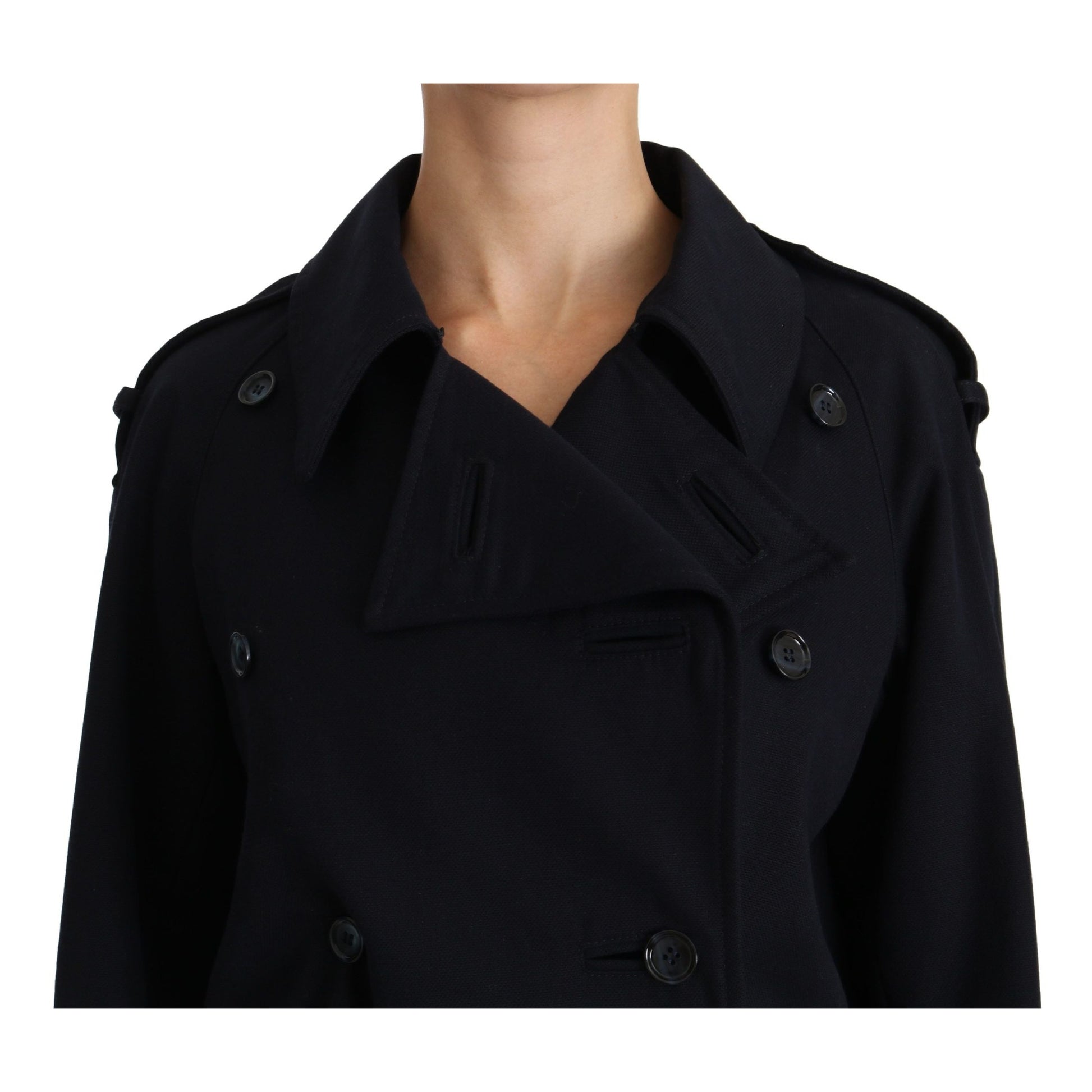 Dolce & Gabbana Coat Blue Cotton Women Trench Jacket Dolce & Gabbana