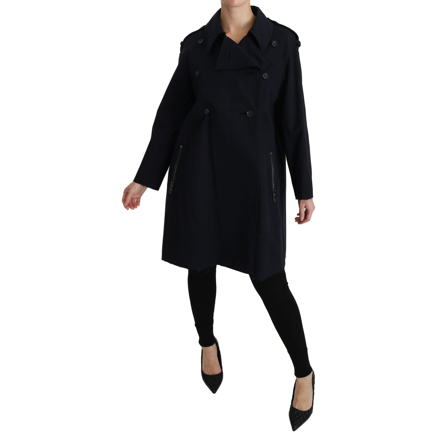 Dolce & Gabbana Coat Blue Cotton Women Trench Jacket Dolce & Gabbana