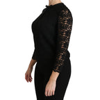 Dolce & Gabbana Black Lace Long Sleeve Nylon Blouse