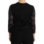 Dolce & Gabbana Black Lace Long Sleeve Nylon Blouse