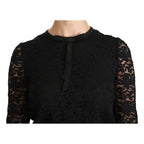 Dolce & Gabbana Black Lace Long Sleeve Nylon Blouse
