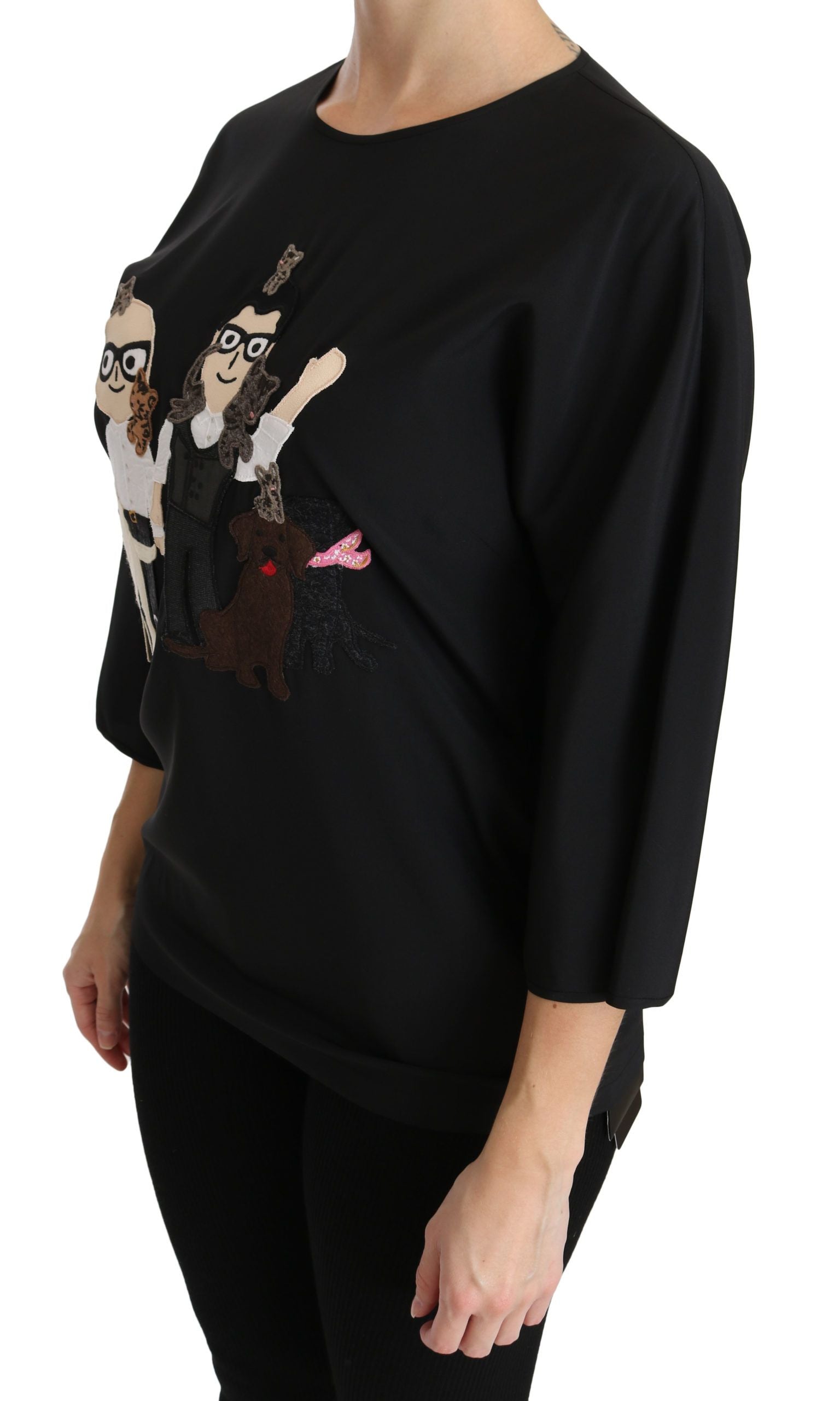 Dolce & Gabbana Black #dgfamily Top T-shirt Silk Blouse Dolce & Gabbana