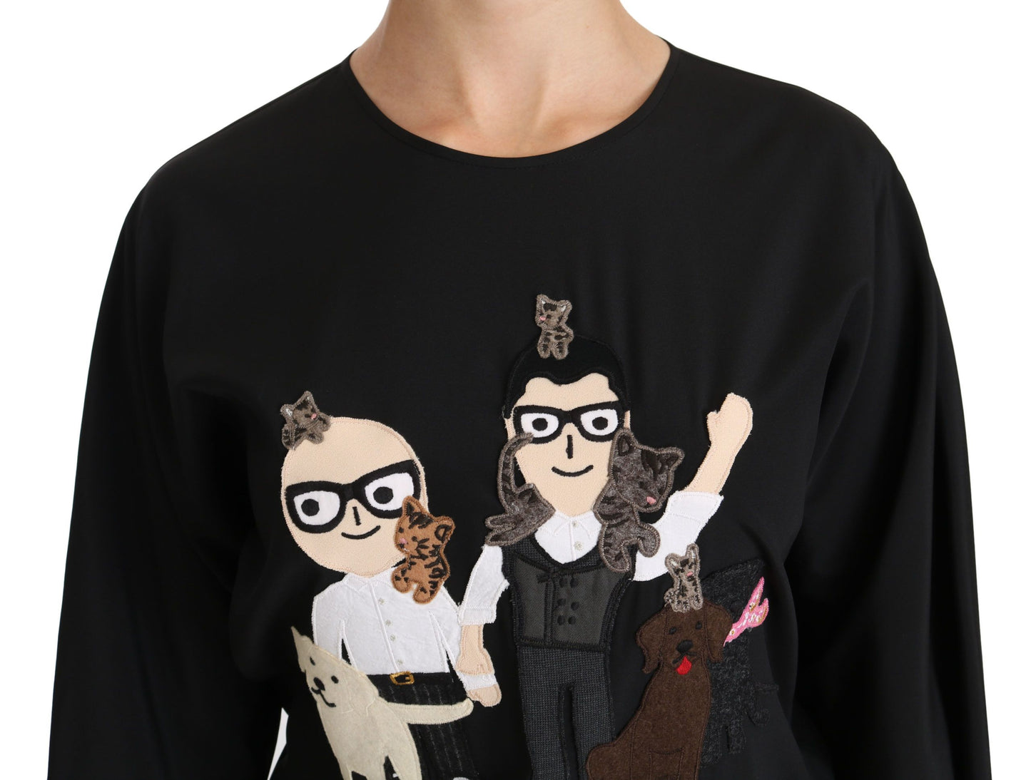 Dolce & Gabbana Black #dgfamily Top T-shirt Silk Blouse Dolce & Gabbana