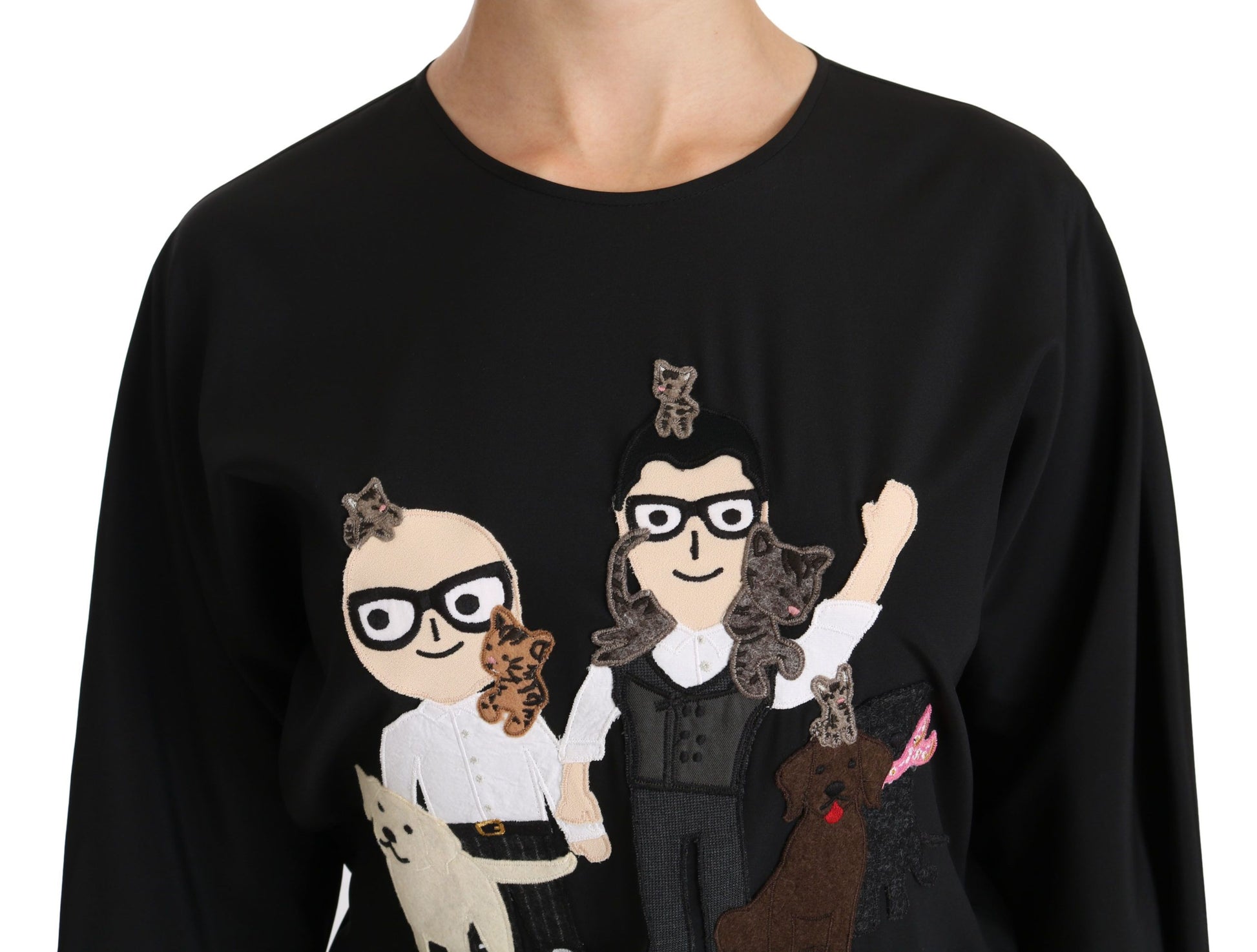 Dolce & Gabbana Black #dgfamily Top T-shirt Silk Blouse Dolce & Gabbana