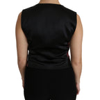 Dolce & Gabbana Black Pink Floral Waistcoat Vest Blouse Top