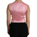 Dolce & Gabbana Pink Gold Brocade Waistcoat Vest Blouse Top