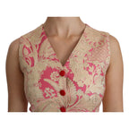 Dolce & Gabbana Pink Gold Brocade Waistcoat Vest Blouse Top