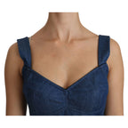 Dolce & Gabbana Blue Sleeveless Bustier Blouse Cotton Top