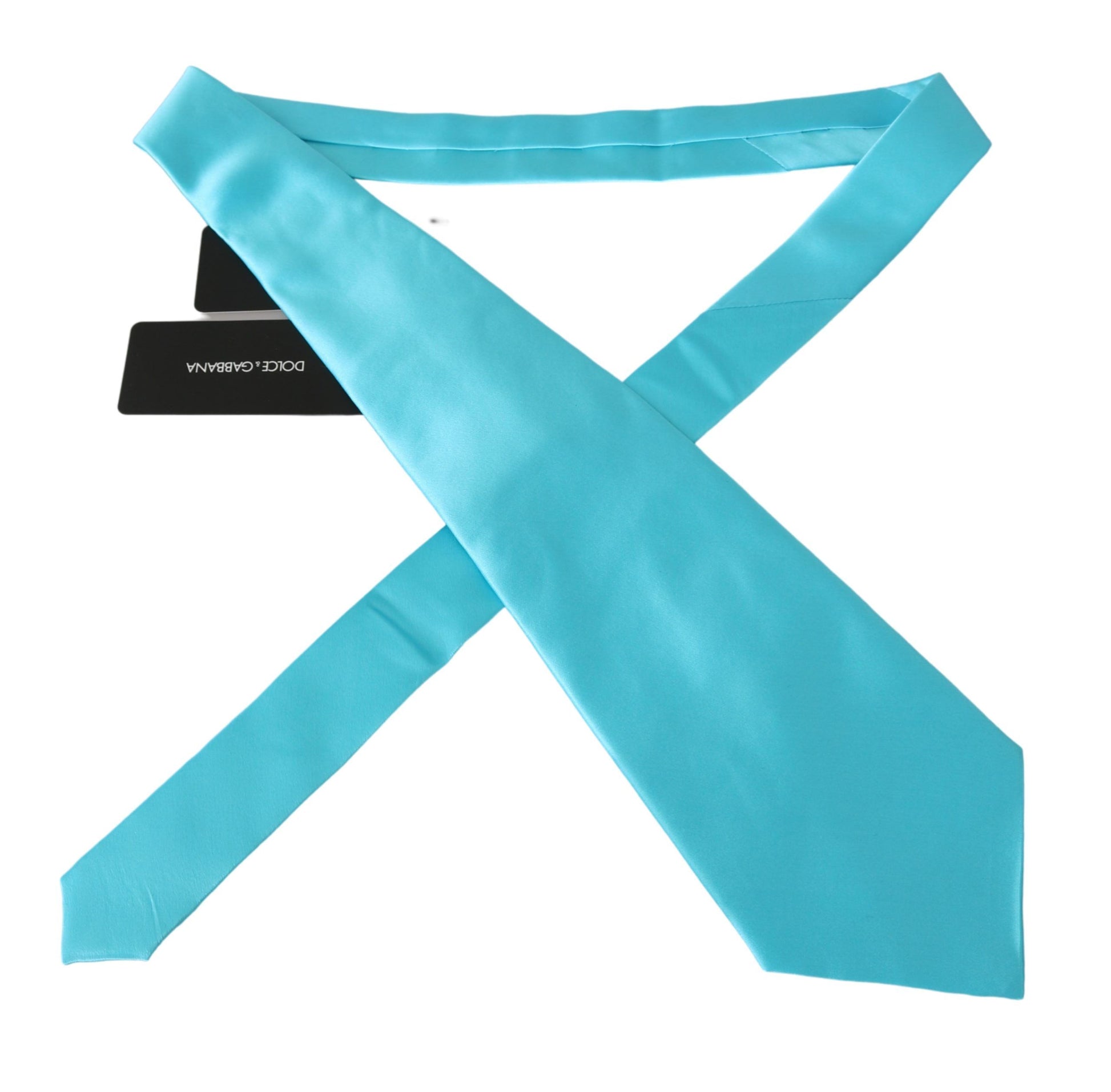 Dolce & Gabbana Light Blue Wide Mens Necktie Accessory 100% Silk Tie Dolce & Gabbana