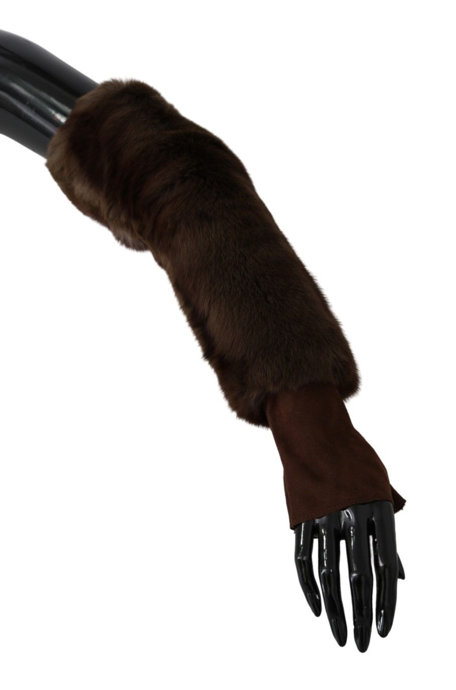 Dolce & Gabbana Brown Elbow Length Finger Less Fur Gloves Dolce & Gabbana