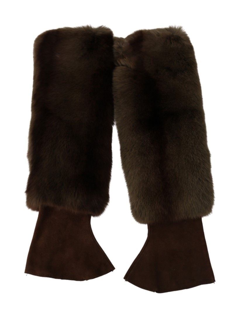 Dolce & Gabbana Brown Elbow Length Finger Less Fur Gloves Dolce & Gabbana
