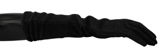 Dolce & Gabbana Black Gray Mid Arm Length Mittens Wool Gloves Dolce & Gabbana