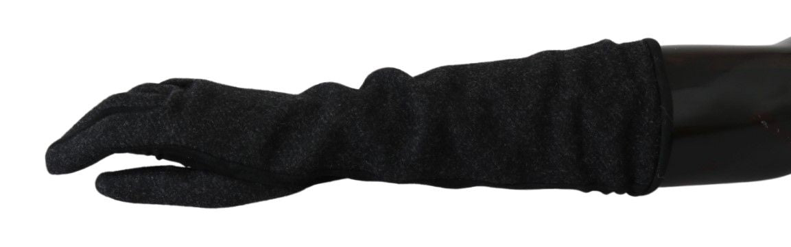 Dolce & Gabbana Black Gray Mid Arm Length Mittens Wool Gloves Dolce & Gabbana