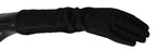 Dolce & Gabbana Black Gray Mid Arm Length Mittens Wool Gloves