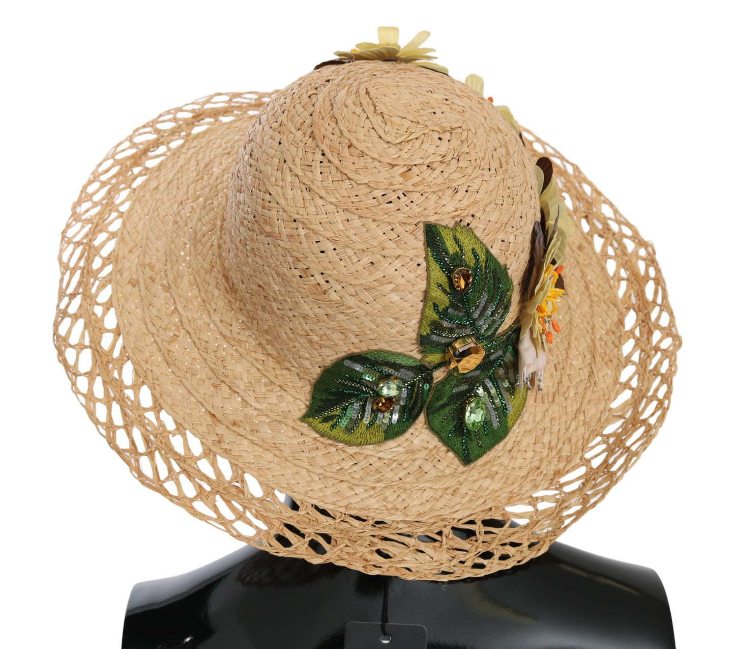 Dolce & Gabbana Beige Wide Brim Floral Bucket Capello Hat Dolce & Gabbana