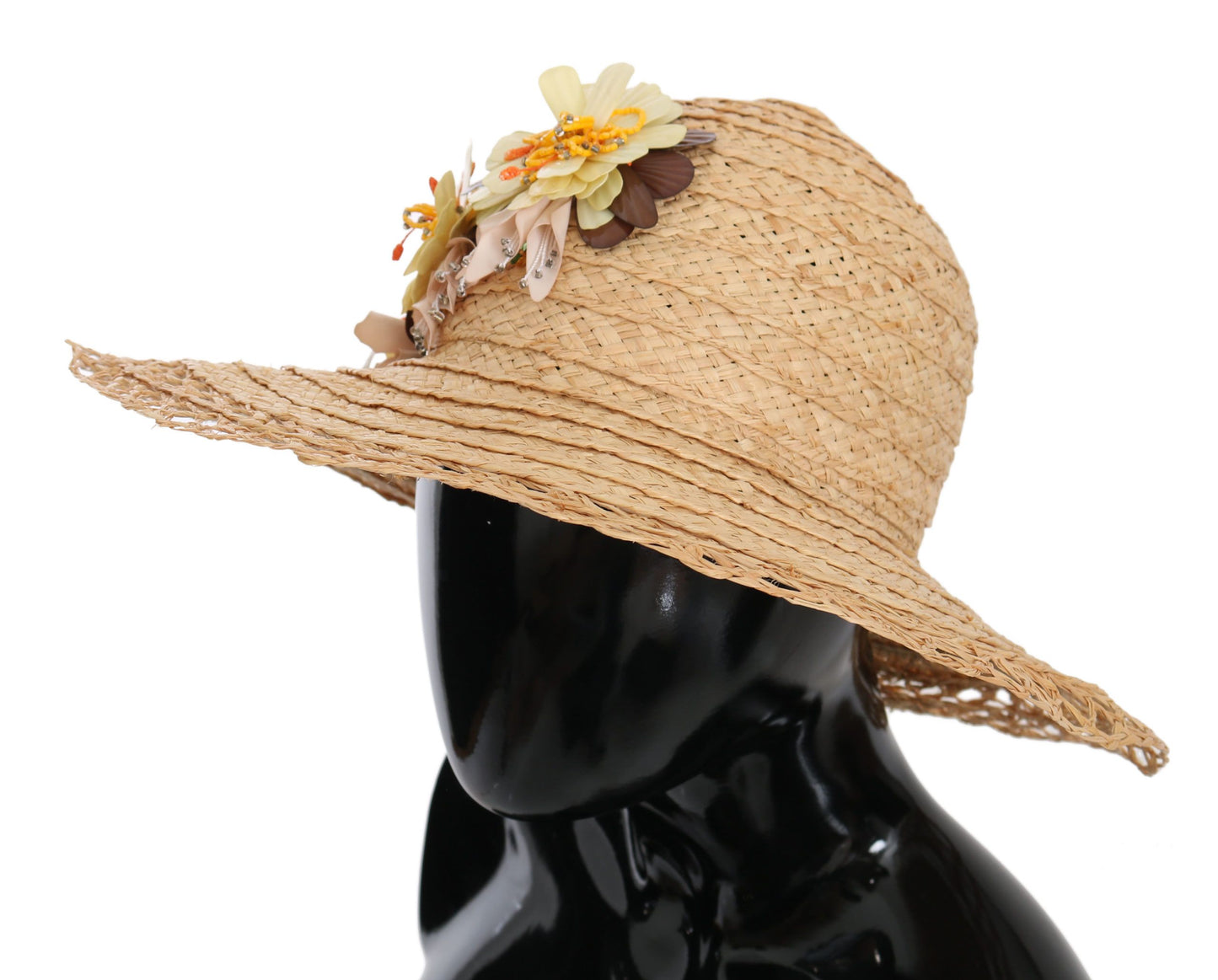 Dolce & Gabbana Beige Wide Brim Floral Bucket Capello Hat Dolce & Gabbana