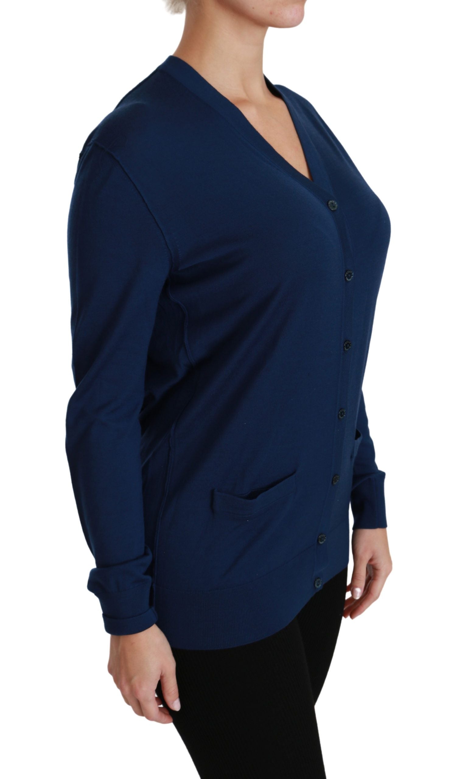 Dolce & Gabbana Blue Button Cardigan Virgin Wool Sweater Dolce & Gabbana