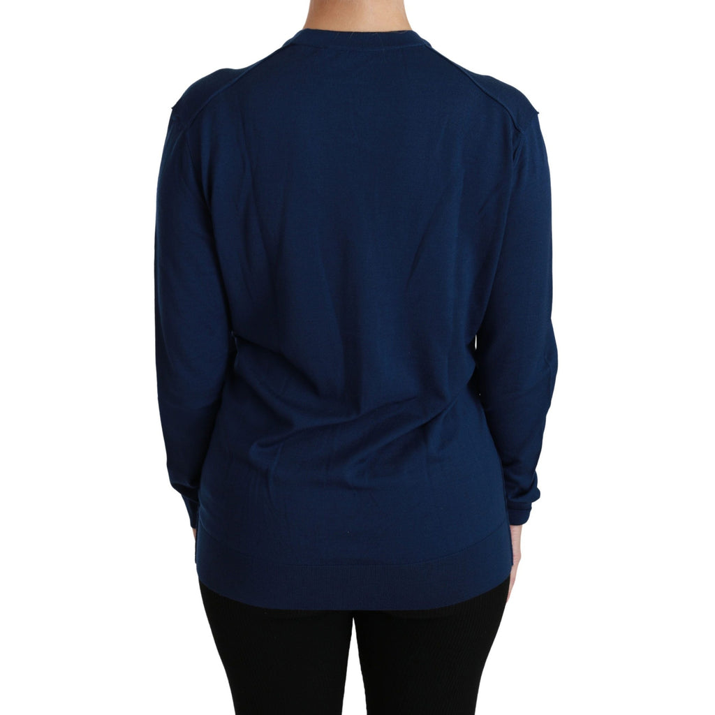 Dolce & Gabbana Blue Button Cardigan Virgin Wool Sweater