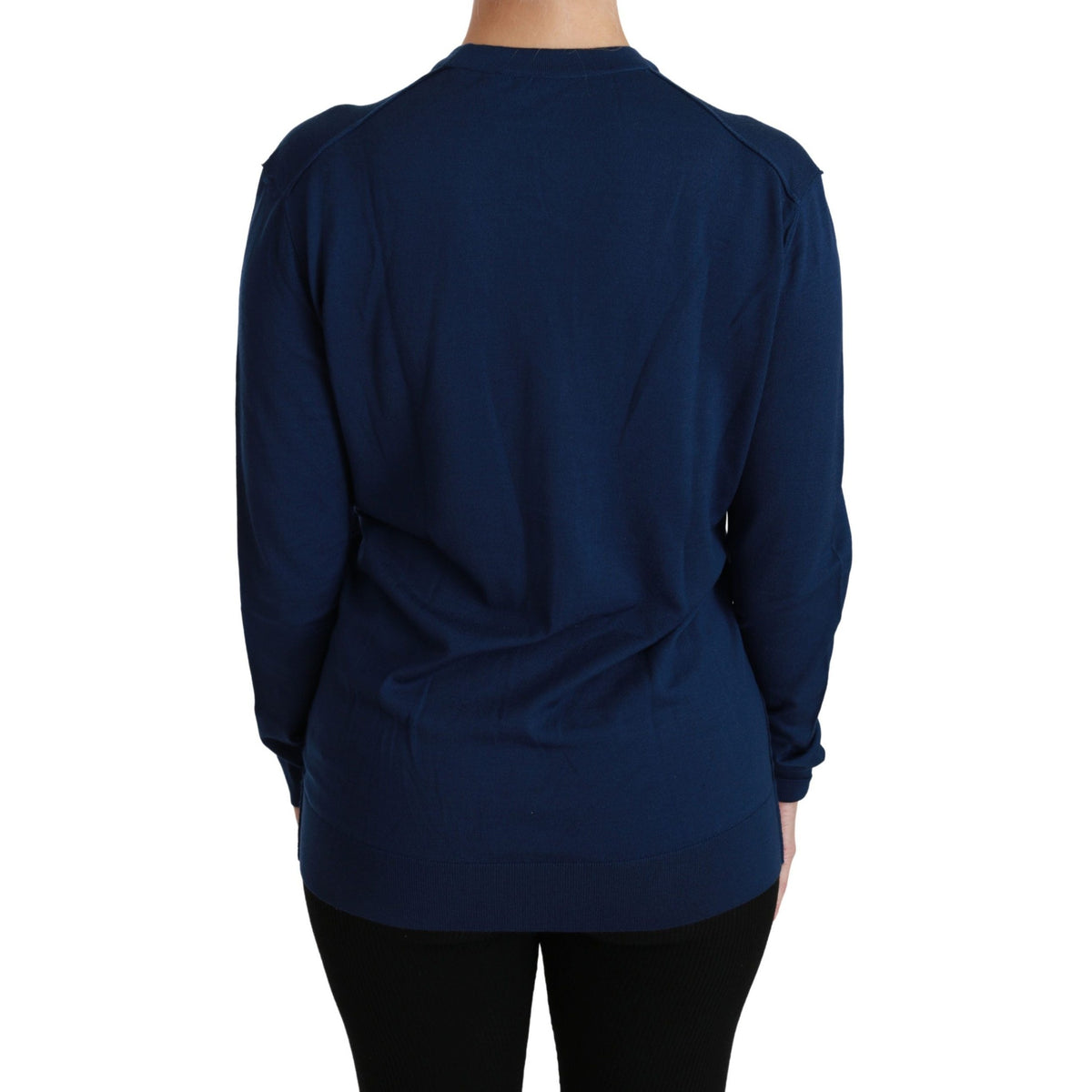 Dolce & Gabbana Blue Button Cardigan Virgin Wool Sweater