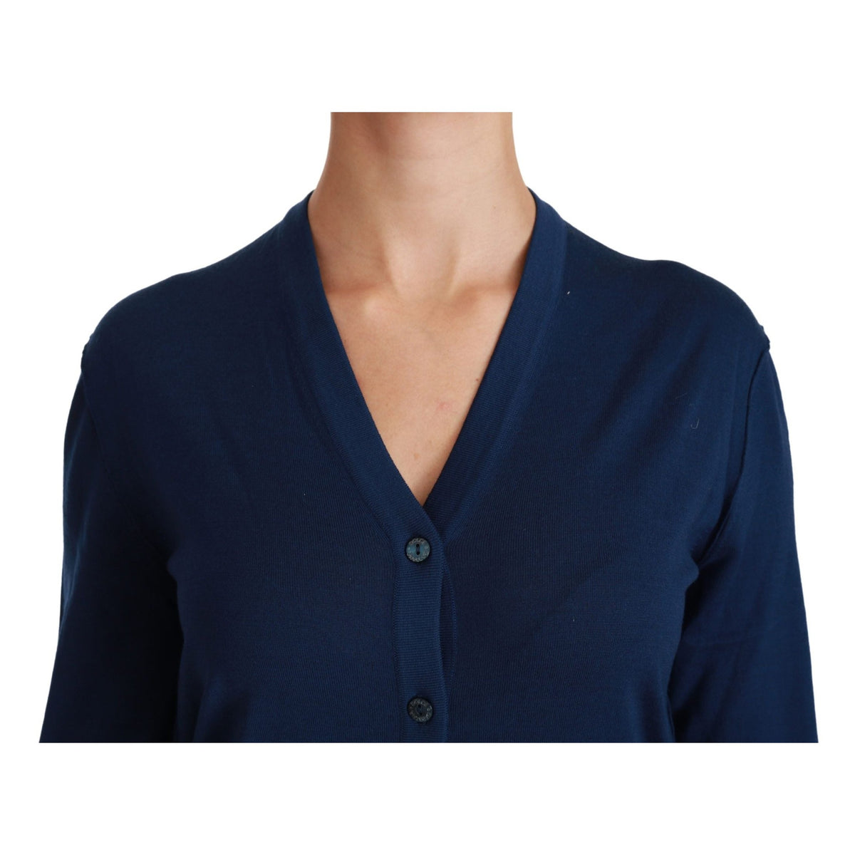 Dolce & Gabbana Blue Button Cardigan Virgin Wool Sweater
