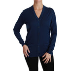 Dolce & Gabbana Blue Button Cardigan Virgin Wool Sweater