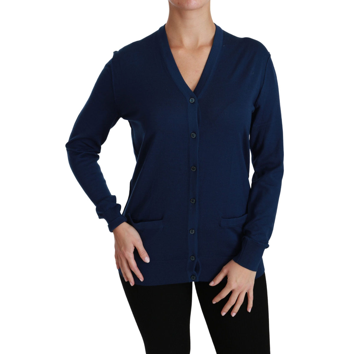 Dolce & Gabbana Blue Button Cardigan Virgin Wool Sweater