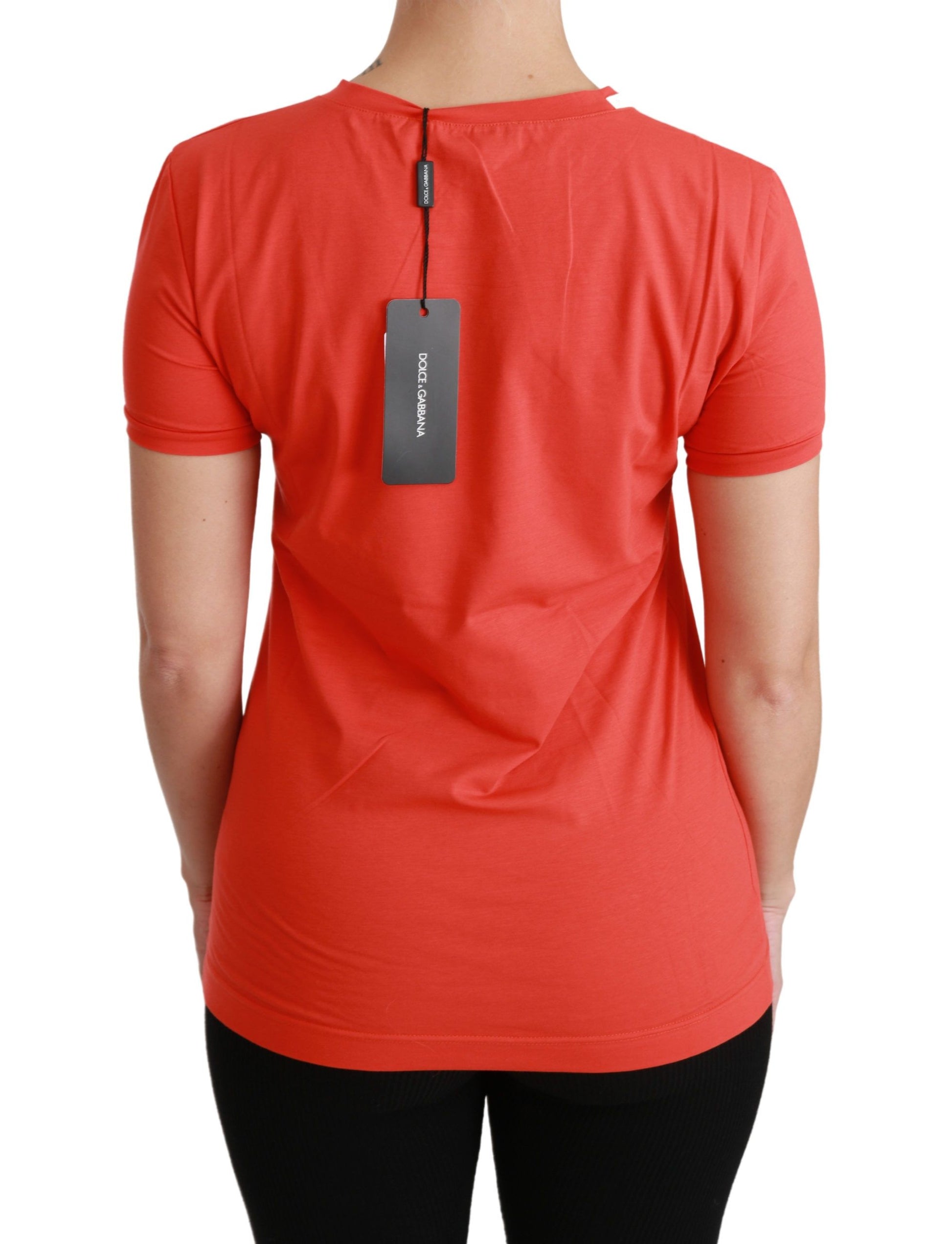 Dolce & Gabbana Red Crewneck Short Sleeve T-shirt Cotton Top Dolce & Gabbana