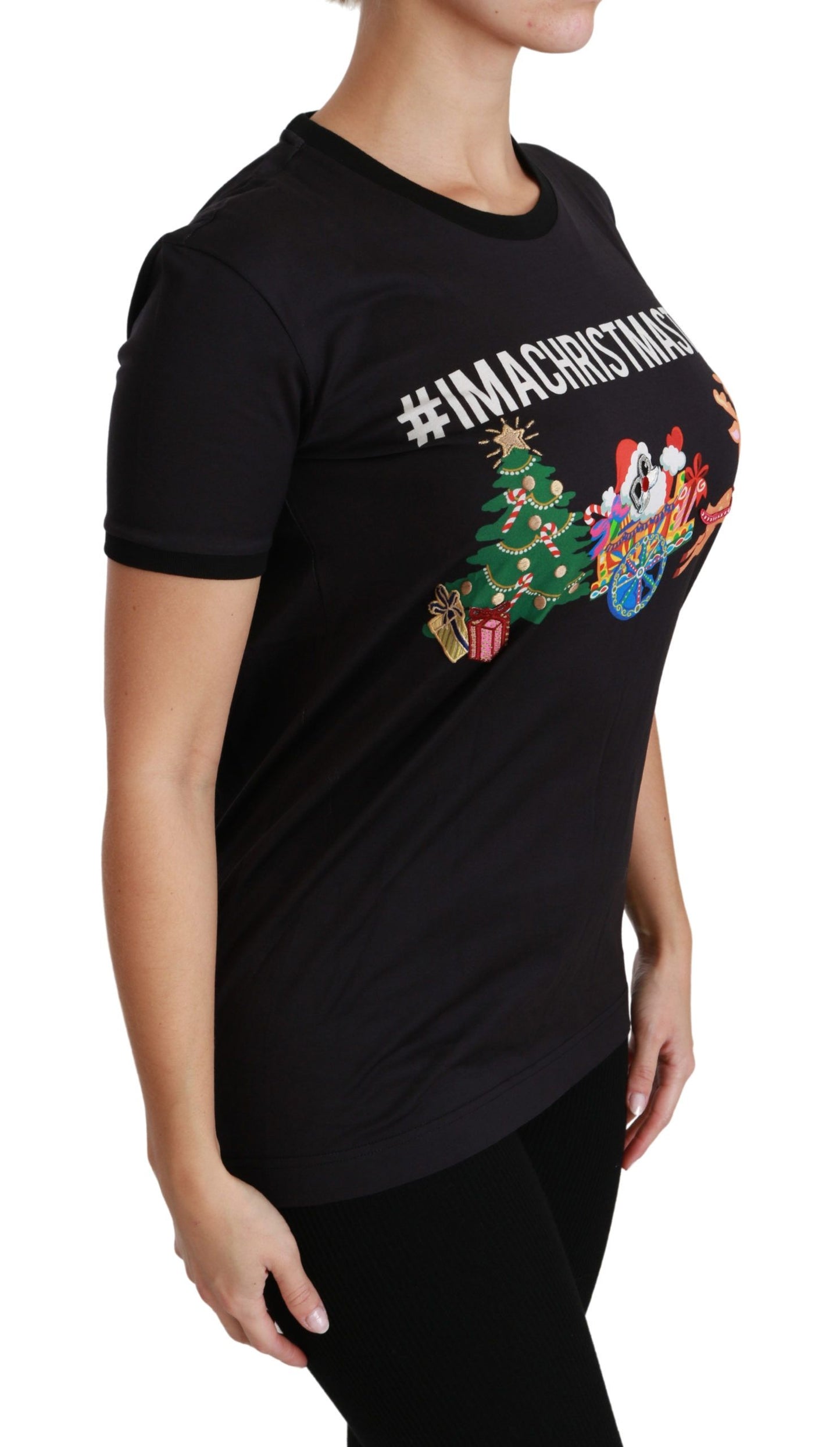 Dolce & Gabbana Black #ImAChristmasTree Crewneck Top T-shirt Dolce & Gabbana