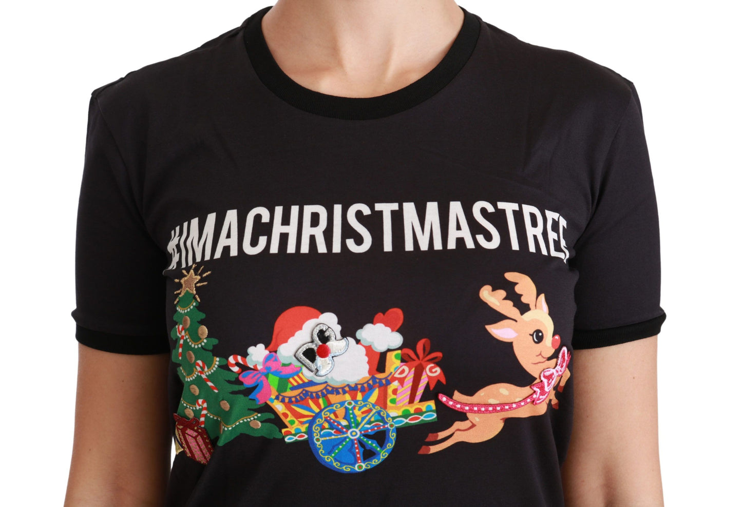 Dolce & Gabbana Black #ImAChristmasTree Crewneck Top T-shirt Dolce & Gabbana