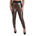 Dolce & Gabbana Green Bronze Leaf Tights Skinny Pants