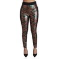 Dolce & Gabbana Green Bronze Leaf Tights Skinny Pants