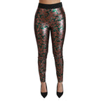 Dolce & Gabbana Green Bronze Leaf Tights Skinny Pants