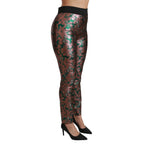 Dolce & Gabbana Green Bronze Leaf Tights Skinny Pants