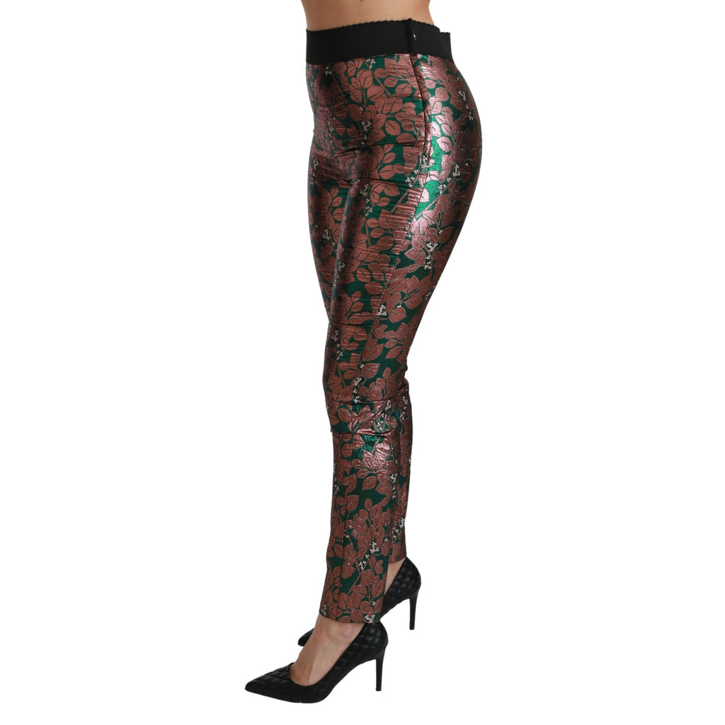 Dolce & Gabbana Green Bronze Leaf Tights Skinny Pants