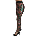 Dolce & Gabbana Green Bronze Leaf Tights Skinny Pants