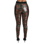 Dolce & Gabbana Green Bronze Leaf Tights Skinny Pants
