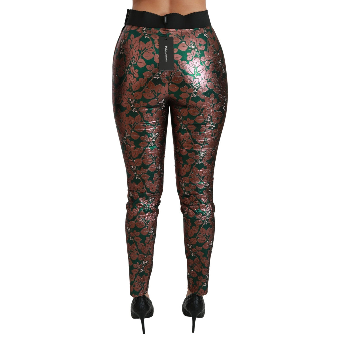 Dolce & Gabbana Green Bronze Leaf Tights Skinny Pants