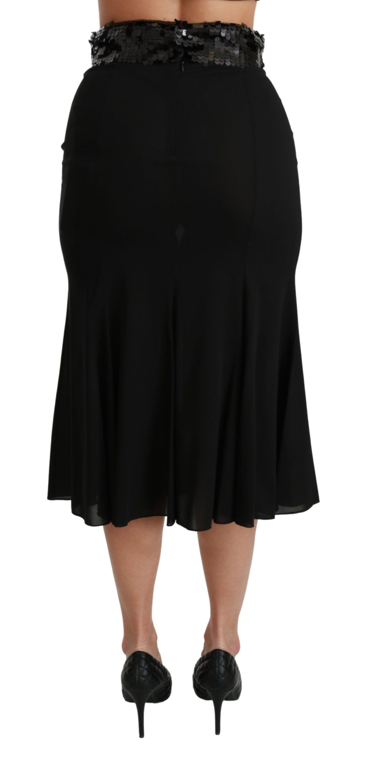 Dolce & Gabbana Black High Waist Mermaid Midi Silk Skirt Dolce & Gabbana