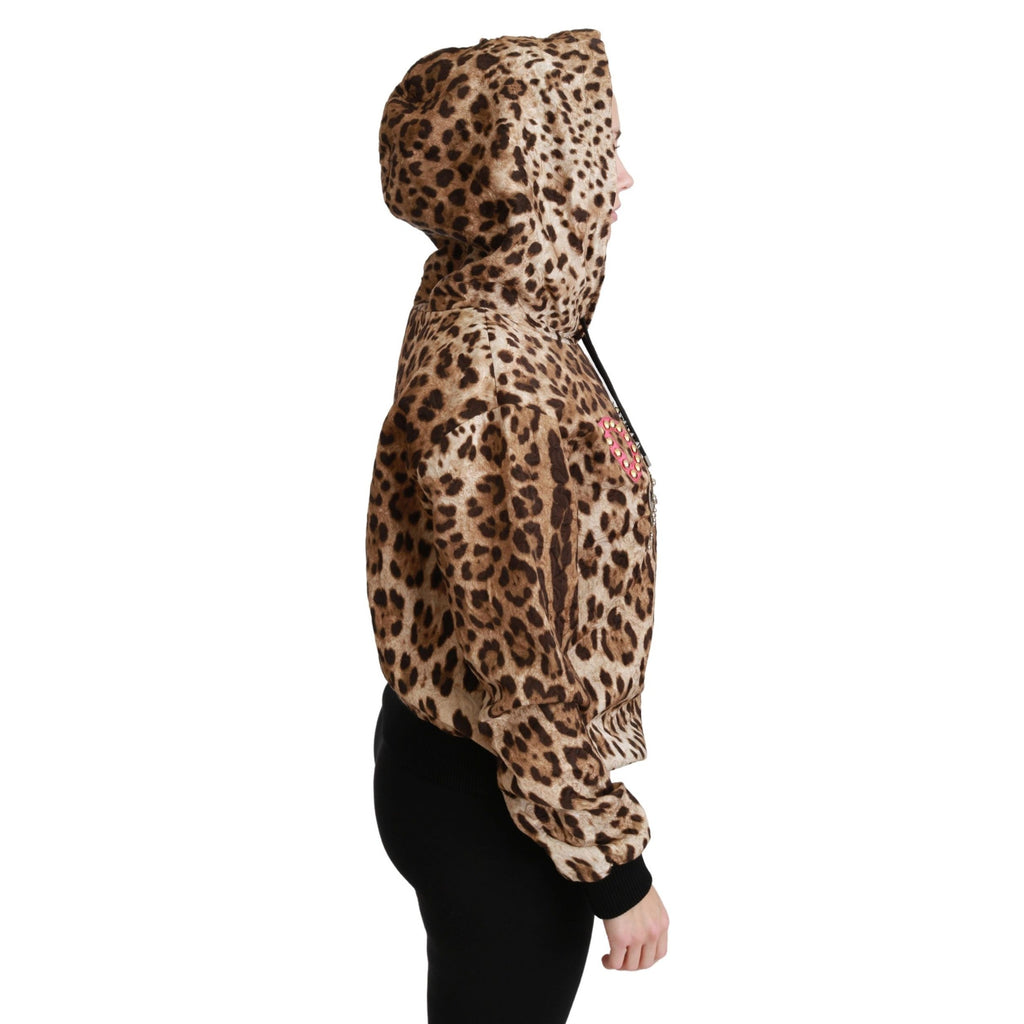 Dolce & Gabbana Brown Hooded Studded Ayers Leopard Sweater