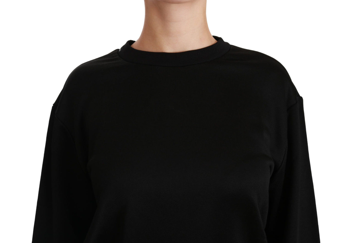 Dolce & Gabbana Black Cotton Crewneck Pullover Sweater Dolce & Gabbana