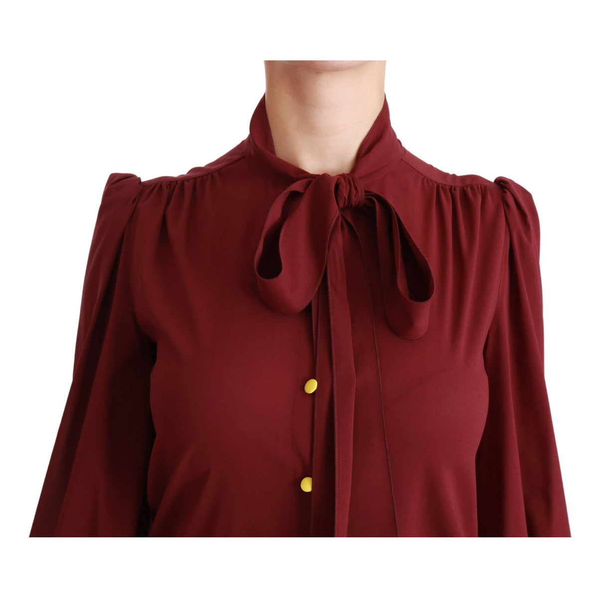 Dolce & Gabbana Maroon Long Sleeve Shirt Blouse Silk Top