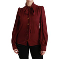 Dolce & Gabbana Maroon Long Sleeve Shirt Blouse Silk Top