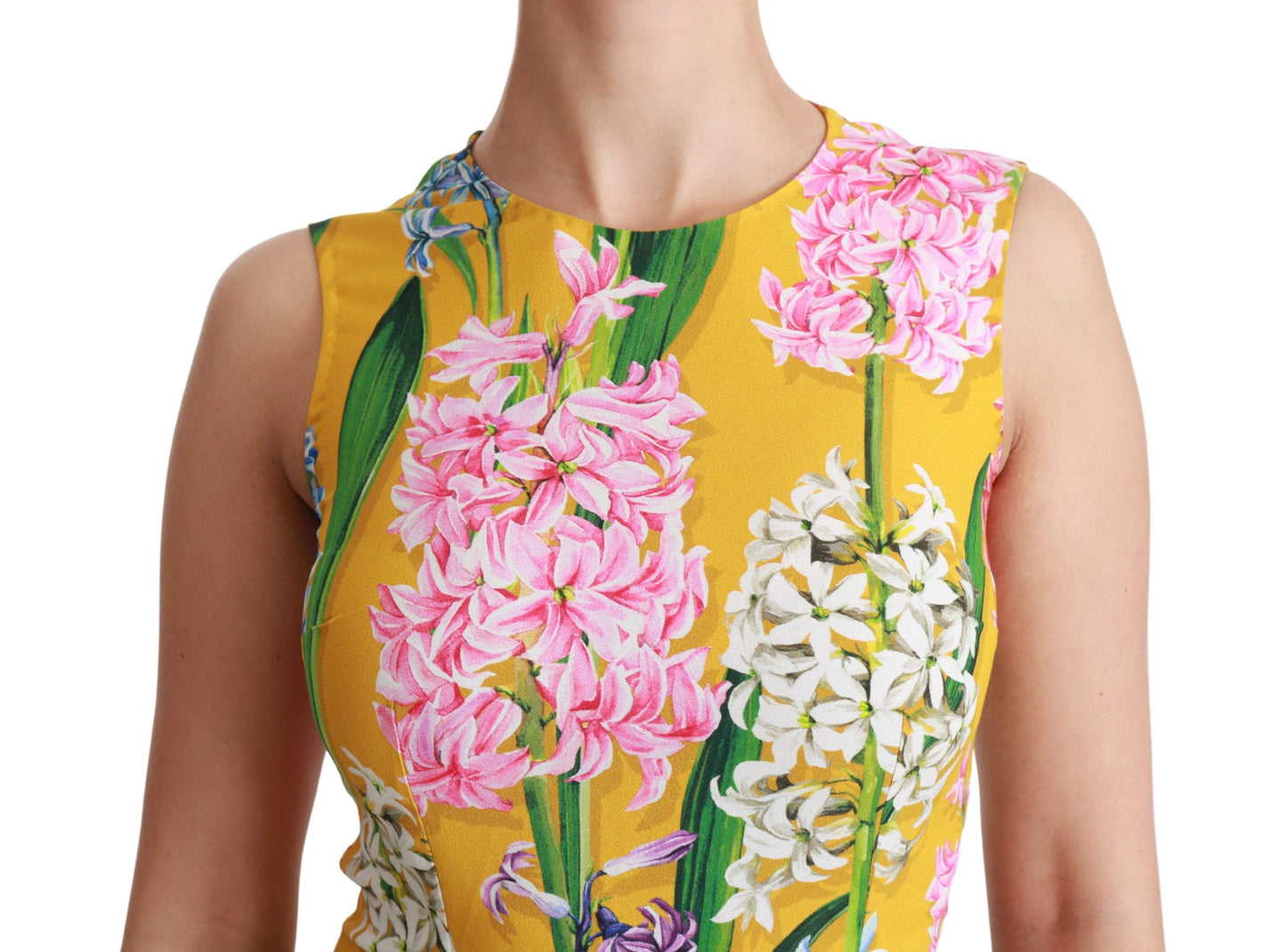 Dolce & Gabbana Yellow Floral Stretch Top Tank Blouse Dolce & Gabbana