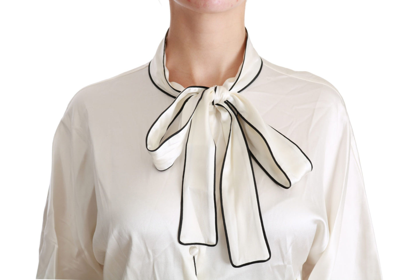 Dolce & Gabbana Beige 3/4 Sleeve Shirt Blouse Silk Top Dolce & Gabbana