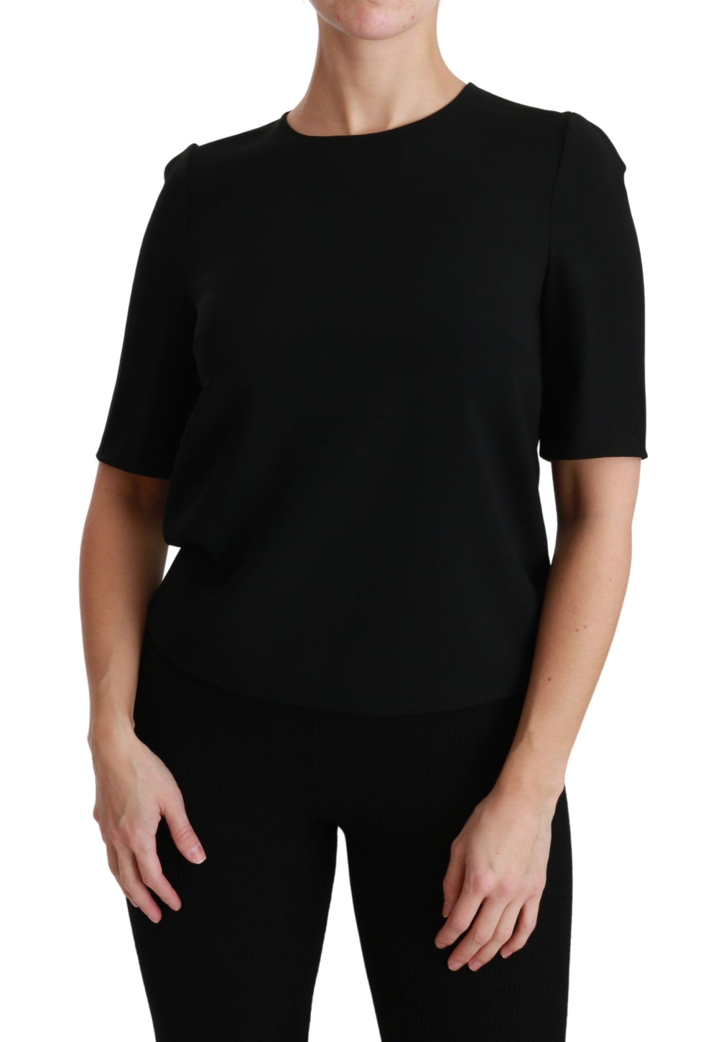Dolce & Gabbana Black Short Sleeve Casual Top Stretch Blouse Dolce & Gabbana