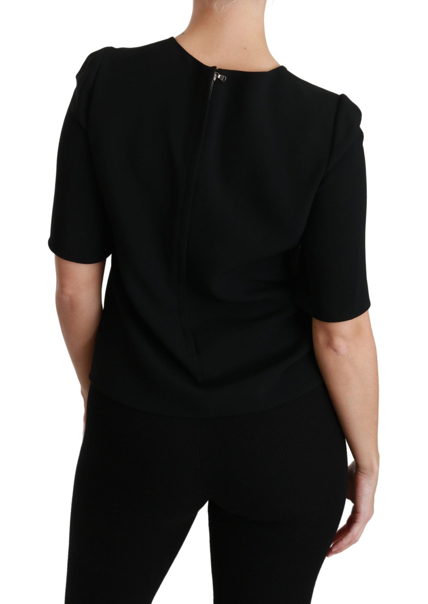 Dolce & Gabbana Black Short Sleeve Casual Top Stretch Blouse Dolce & Gabbana